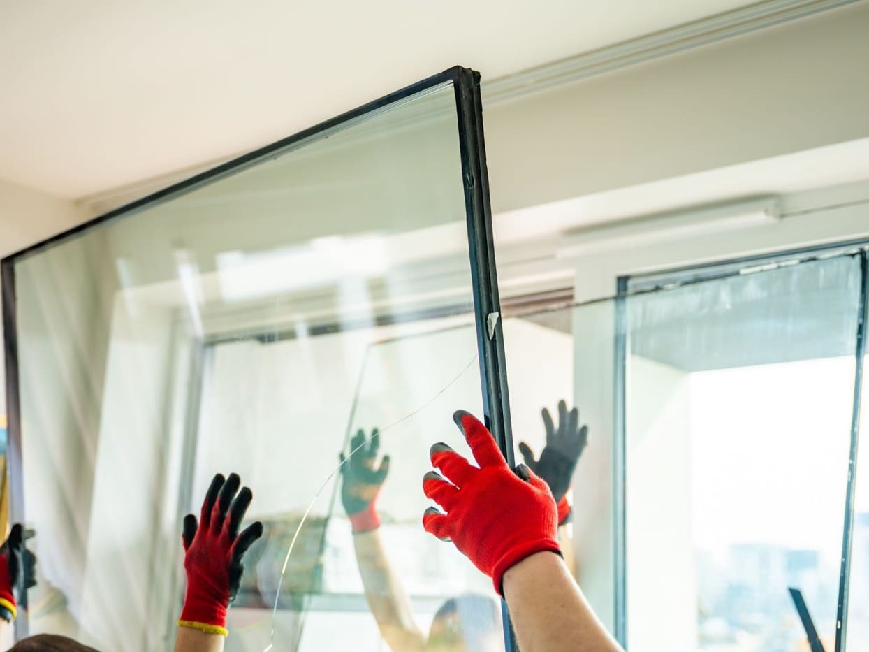 A new window being set into its frame